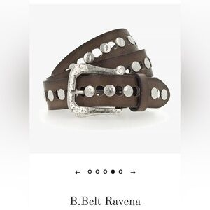 NWT Studded B Belt Ravena leather belt (85 cm size Small) brown silver